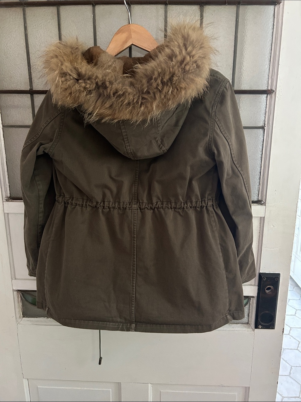 Yves Solomon Childs Olive real Fur Lined Parka Jacket - Picture 4 of 5